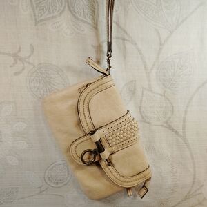 Chaps Cream Wristlet Clutch